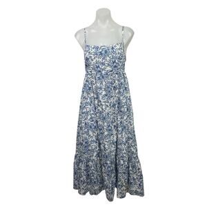 We're All Pretty Girls Blue Floral Tiered Maxi Cami Tank Flare A-Line Dress Sz M